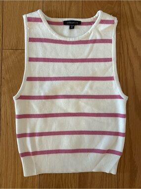 Dynamite White Tank Top with Pink Stripes